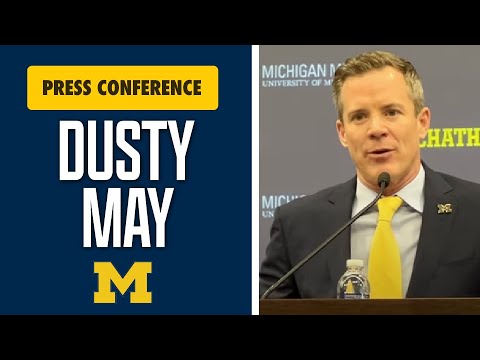 dusty may introductory press conference michigan coach talks vision philosophy accepting job