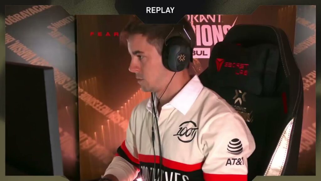 100 thieves sean gares reaction to winning important round vs fnatic valorant champions