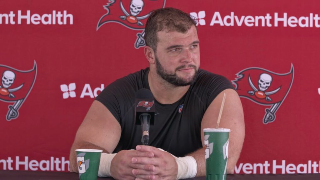 ben bredeson on playing next to tristan wirfs awesome press conference tampa bay buccaneers