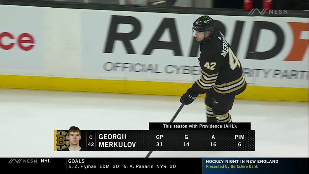 bruins present rookie georgii merkulov his first nhl shift vs devils 30 dec 2023