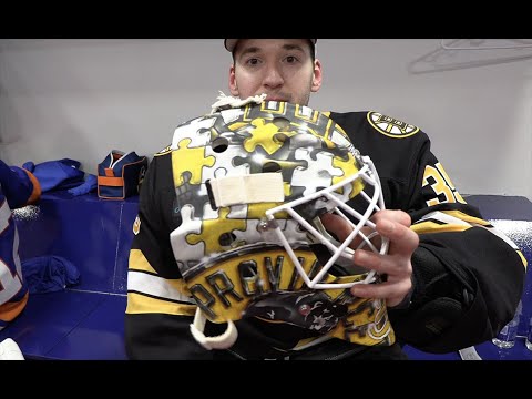 bruins prospect brandon bussi explains why he dedicates his goalie mask design to autism awareness