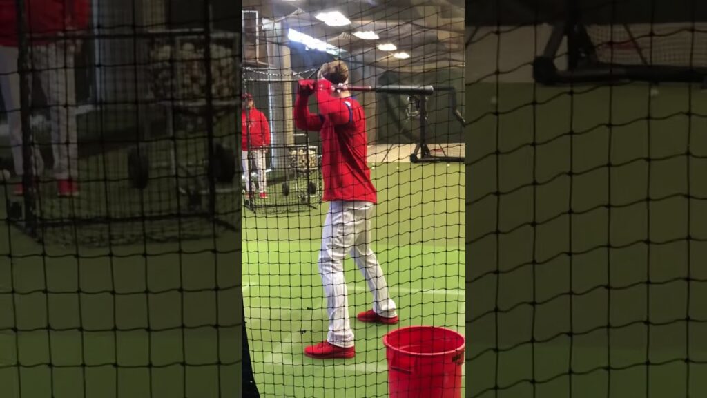 bryce harpers batting mechanics lesson with the philadelphia phillies spring training 2020