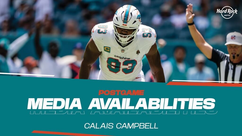 calais campbell meets with the media after jaxvsmia miami dolphins