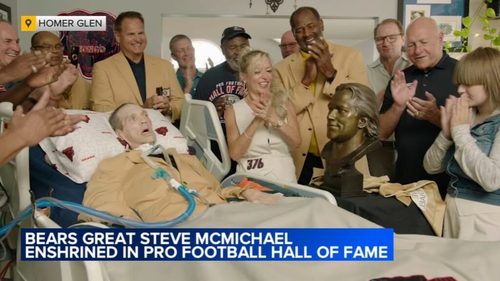 chicago bears legend steve mongo mcmichael enshrined in nfl hall of fame from his homer glen home