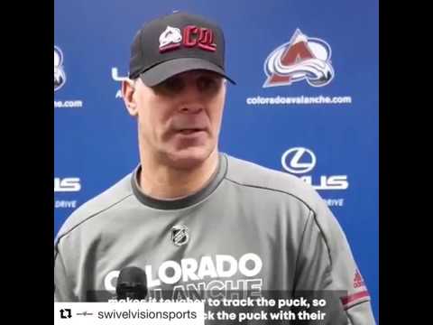 coach jussi parkkila of the colorado avalanche trains goalies with swivel vision