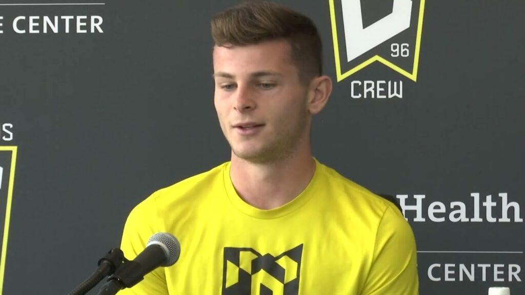 columbus crew defender sean zawadzki reacts to lionel messi coming to the mls