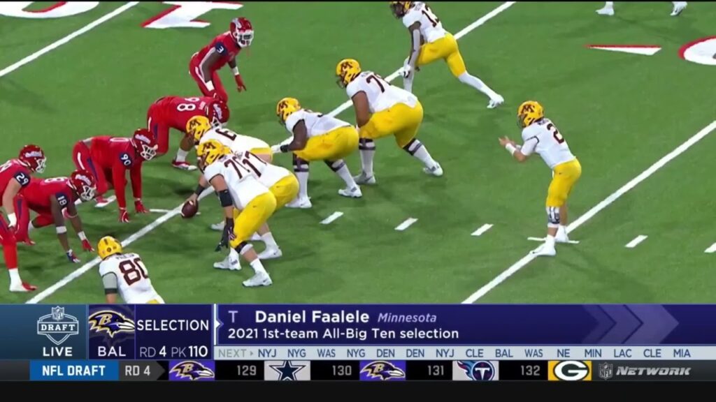 daniel faalele drafted in 4th round 110th overall by baltimore ravens in 2022 nfl draft