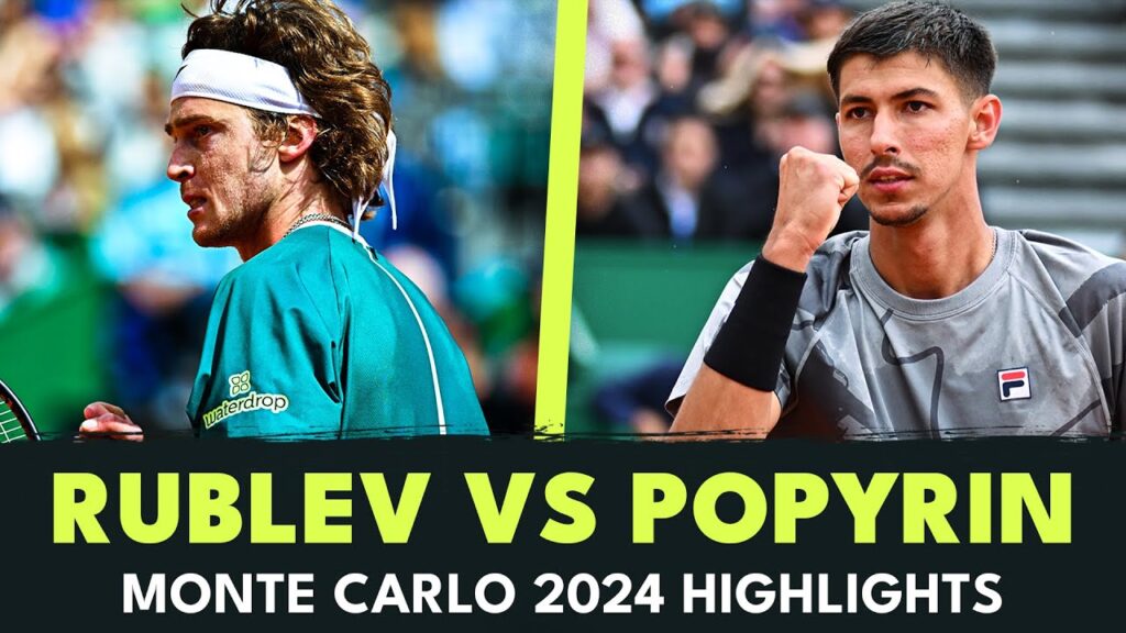 defending champion andrey rublev stunned by alexei popyrin monte carlo 2024 highlights