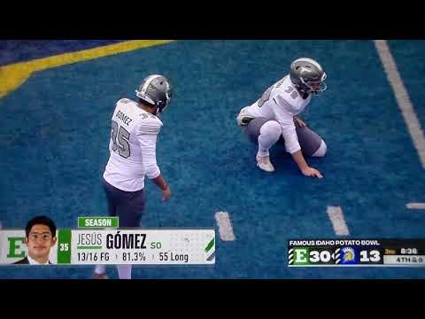 eastern michigan k jesus gomez kicks 51 yard fg vs san jose state in famous idaho potato bowl