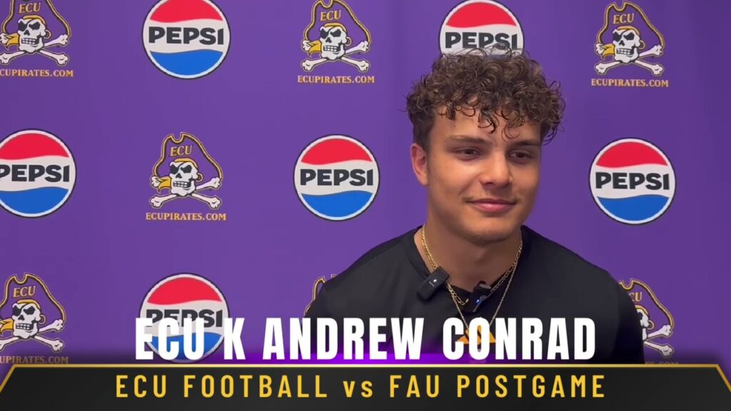 ecu football k andrew conrad press conference after a school record performance in the win over fau