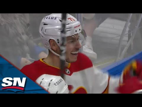 flames walker duehr beats thomas griess blocker side on the rush for first career nhl goal