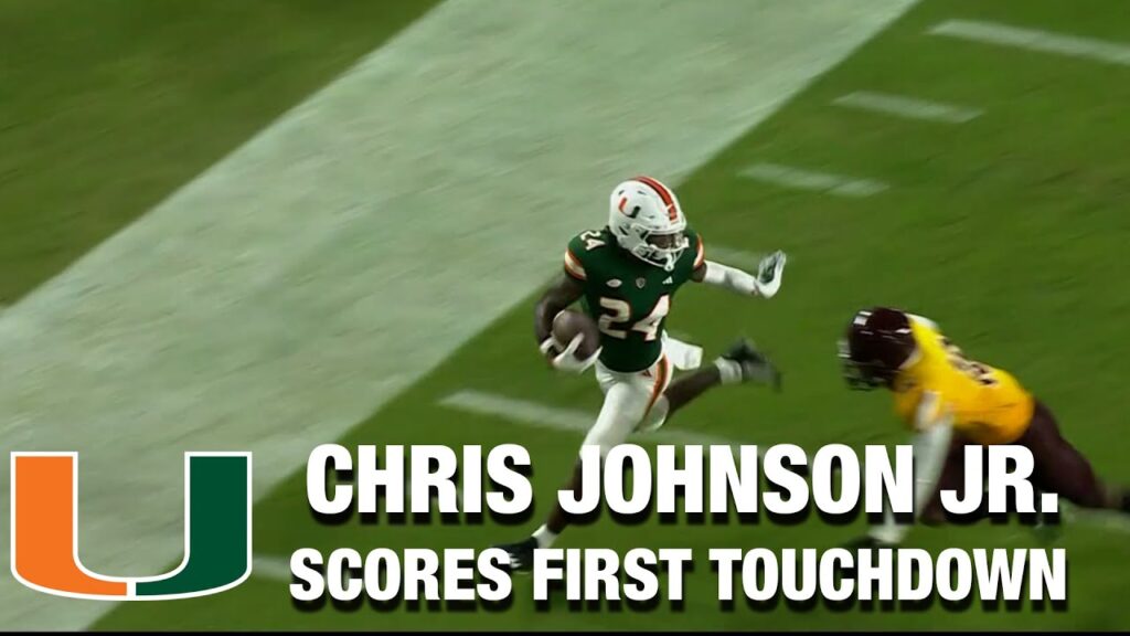 freshman rb chris johnson jr scores his first miami touchdown