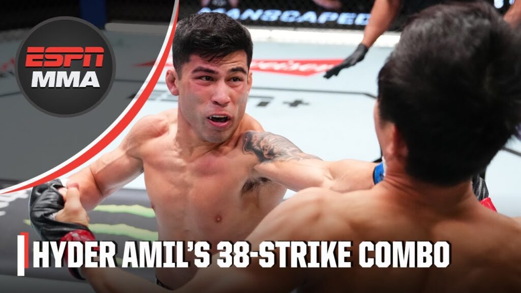 hyder amil unloads an epic combo of punches to tko jeongyeong lee espn mma