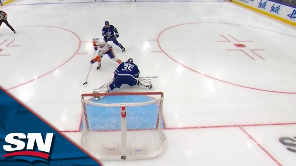 islanders kyle maclean jumps out of the box dangles past ilya samsonov for first nhl goal