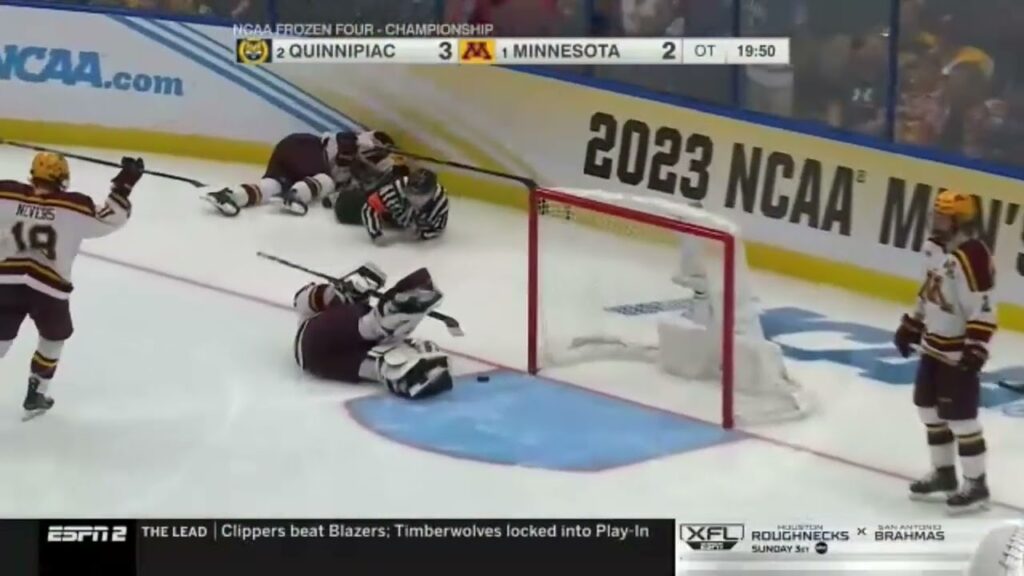 jacob quillan wins national championship for quinnipiac ten seconds into overtime 2023 frozen four