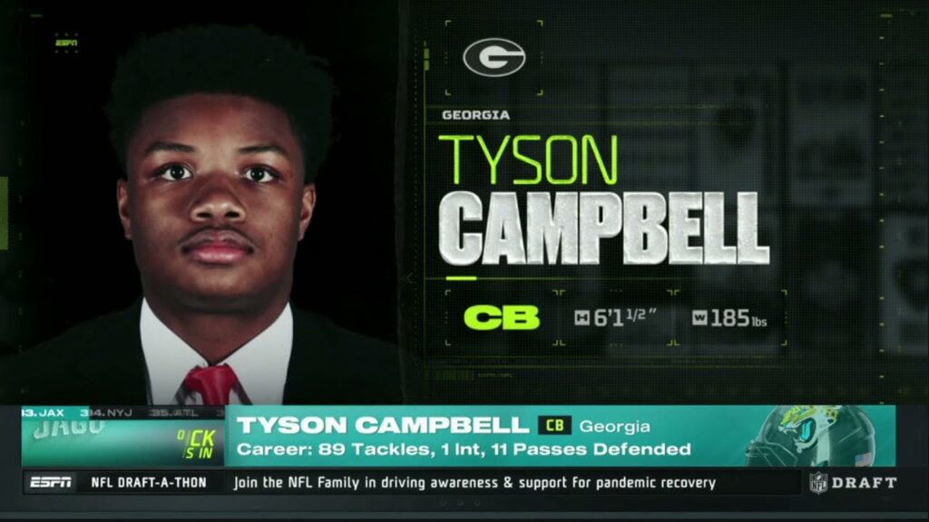 jaguars select cb tyson campbell with 33rd overall pick 2021 nfl draft