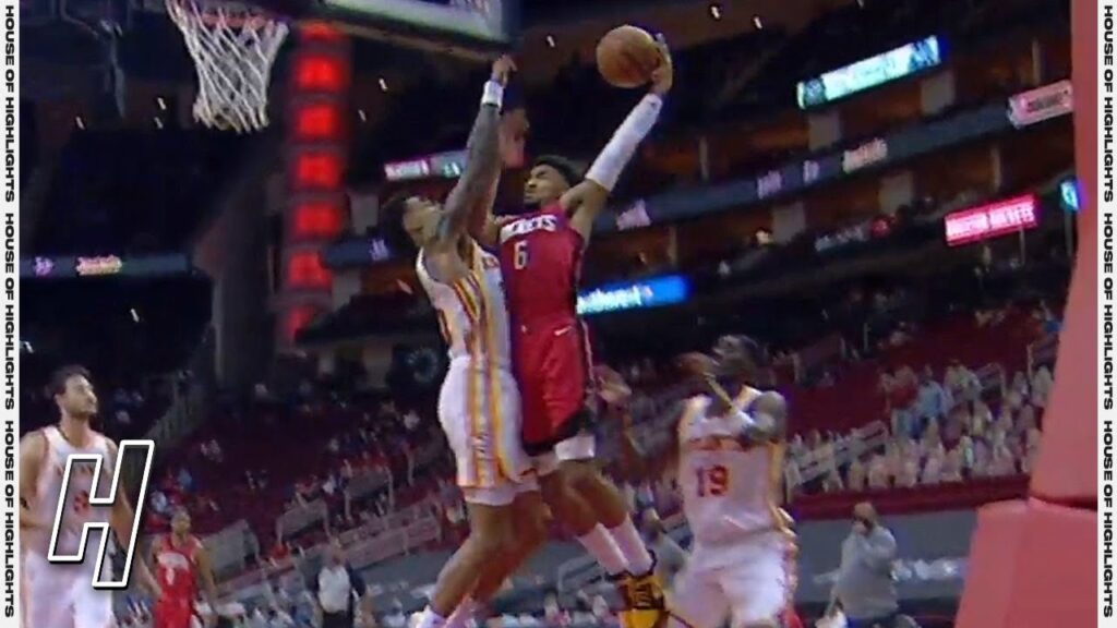 kenyon martin jr posterizes john collins hawks vs rockets march 16 2020 21 nba season