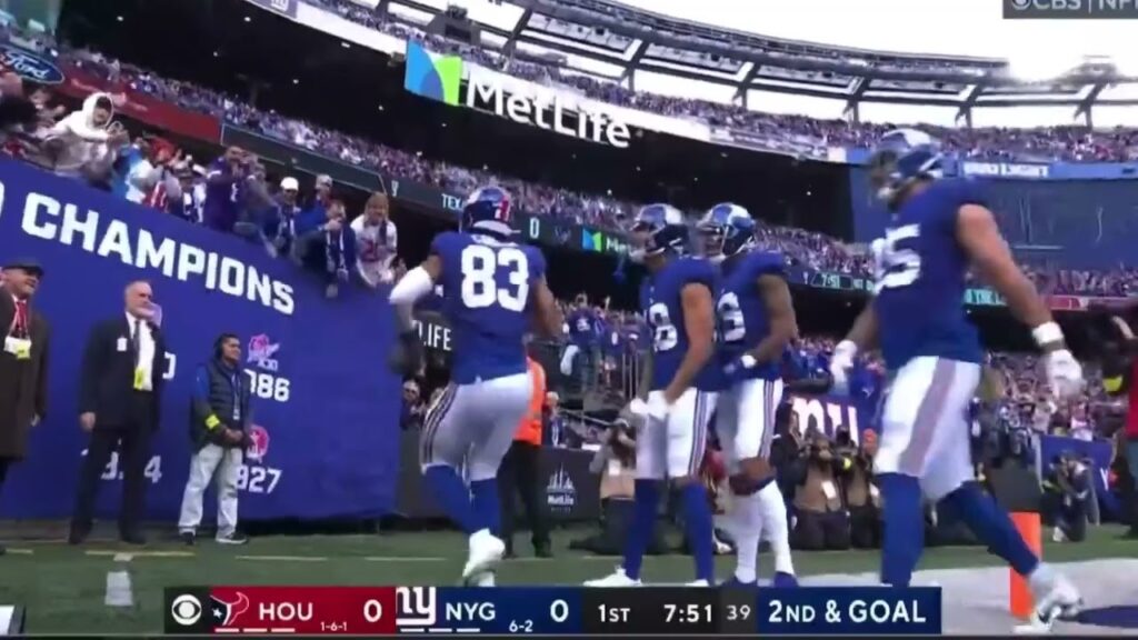 lawrence cager first career touchdown texans vs giants 11 13 2022