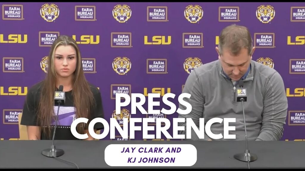 lsu gymnastics head coach jay clark and kj johnson media availability feb 19 2024