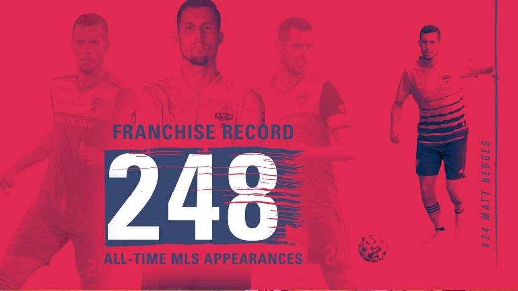 matt hedges breaks fcdallas all time mls appearance record