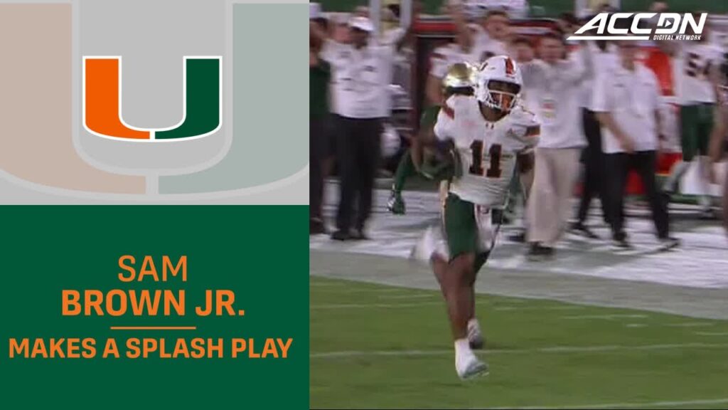 miamis sam brown jr makes a splash play with a 76 yd score