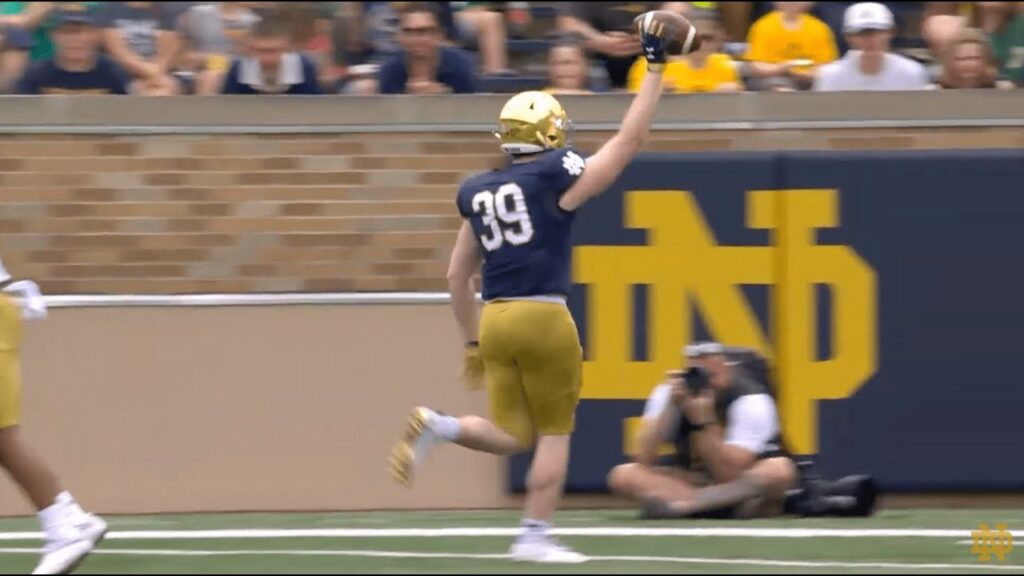 ndfootball 2022 blue gold game andrew yanoshak touchdown