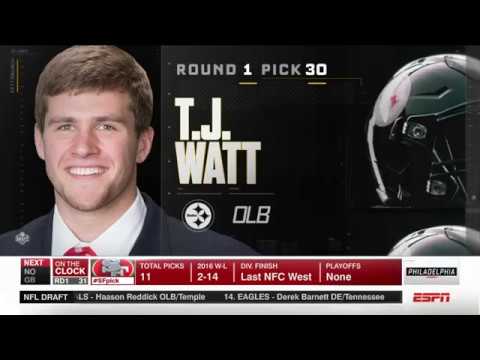 nfl draft 2017 round 1 pick 30 pittsburgh steelers select t j watt apr 27 2017