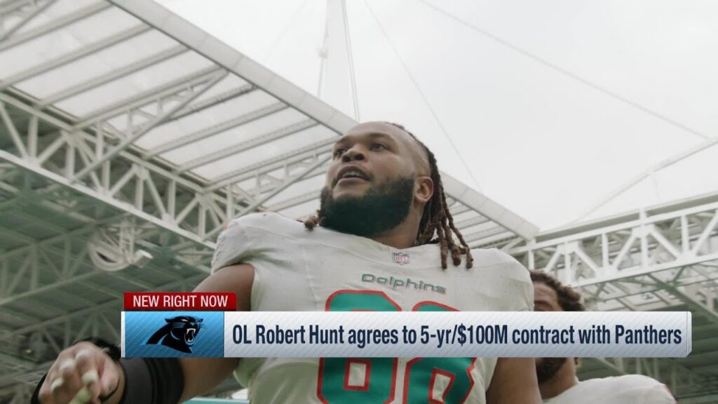 ol robert hunt agrees to terms on five year 100m deal with panthers