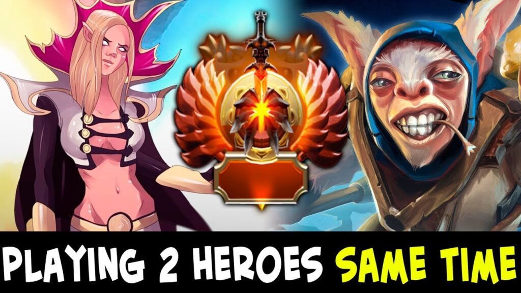 playing 2 heroes same time meepo invoker top immortal lizzard