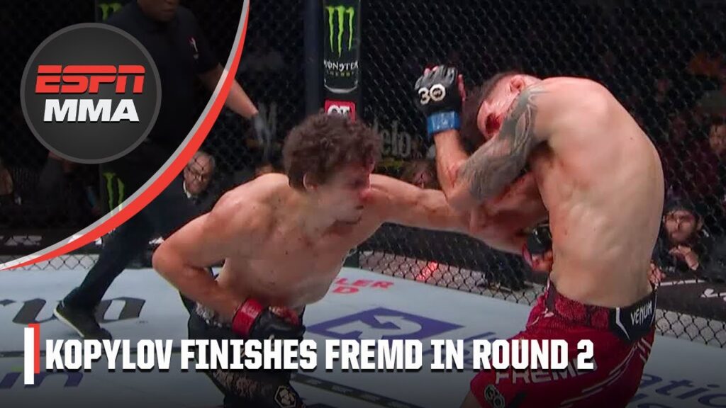 roman kopylov drops josh fremd with liver punch at nocheufc espn mma