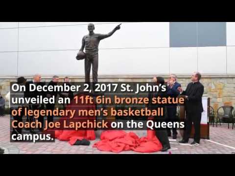 st johns unveils statue of basketball legend joe lapchick