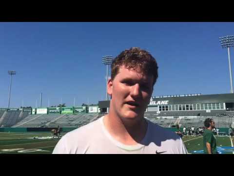 tulane rt john leglue on possibly moving to center for saturdays game vs ull