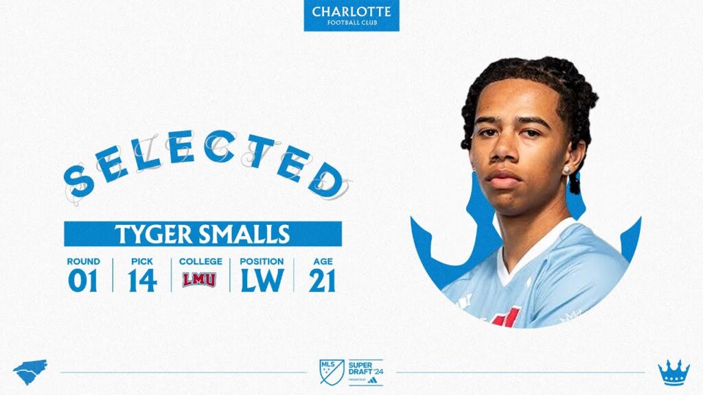 tyger smalls selected by charlotte fc as 14 overall pick in 2024 mls superdraft