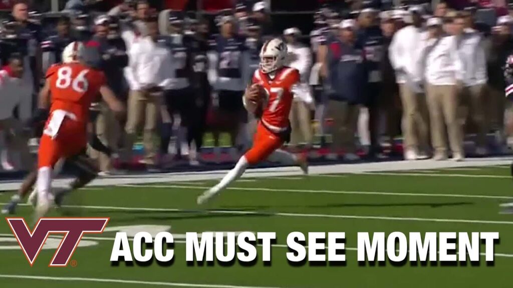 virginia tech kicker john love uses his legs in a different way acc must see moment