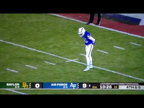 air force p carson bay 30 yard punt into strong wind vs baylor