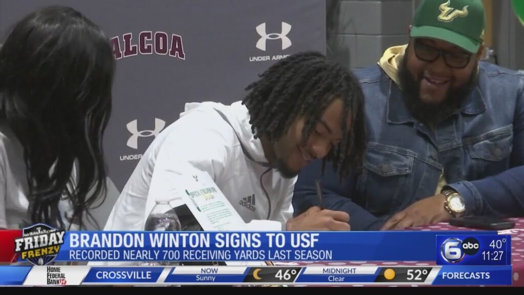 alcoas brandon winton signs to play football at usf