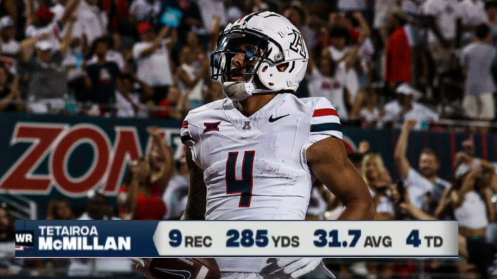 arizona wr tetairoa mcmillan unreal highlights vs new mexico 2024 college football 1