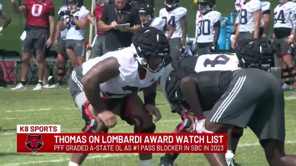 arkansas state ol makilan thomas named to lombardi award watch list 1