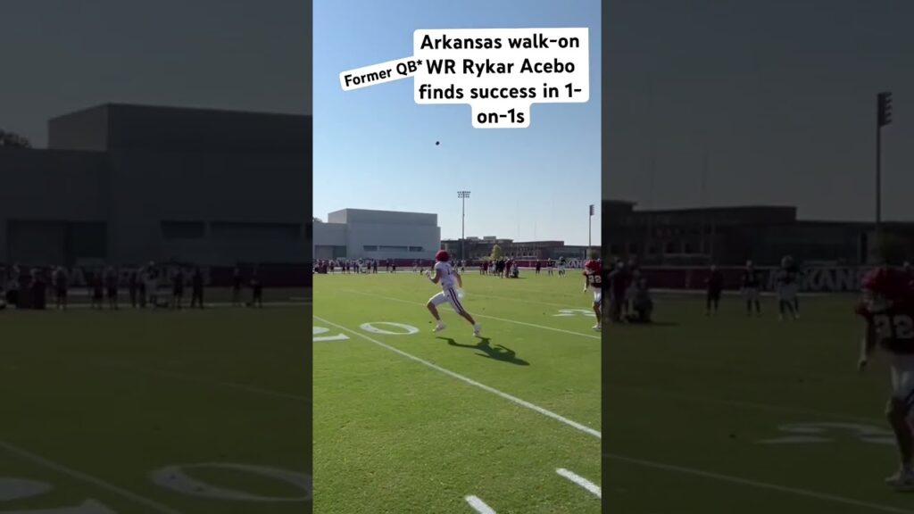 arkansas wide receiver rykar acebo during fall camp