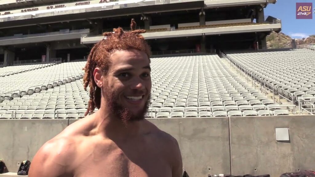 asu football lb james djonkam following saturday spring scrimmage 04 01 2023