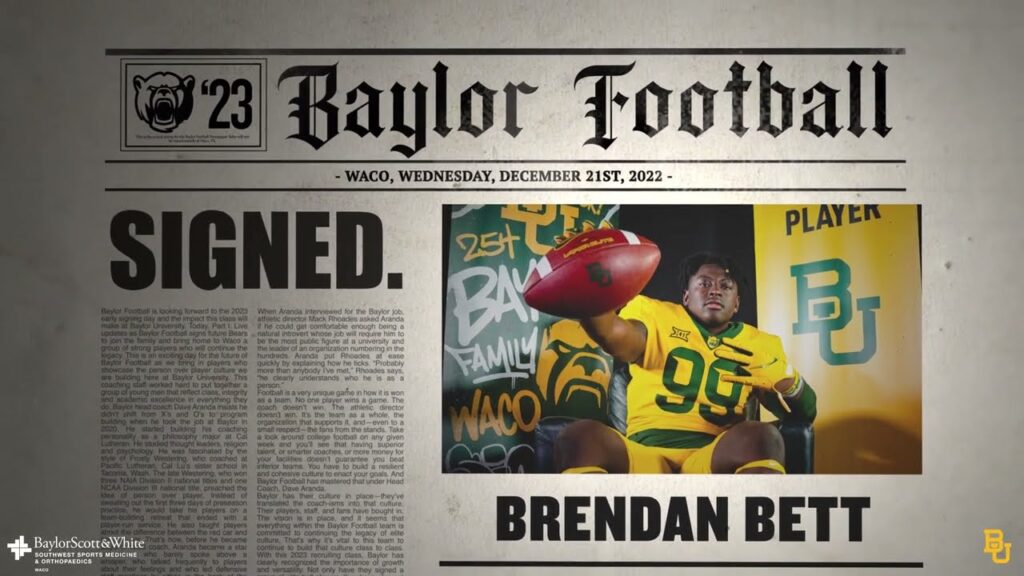 baylor football brendan bett highlights