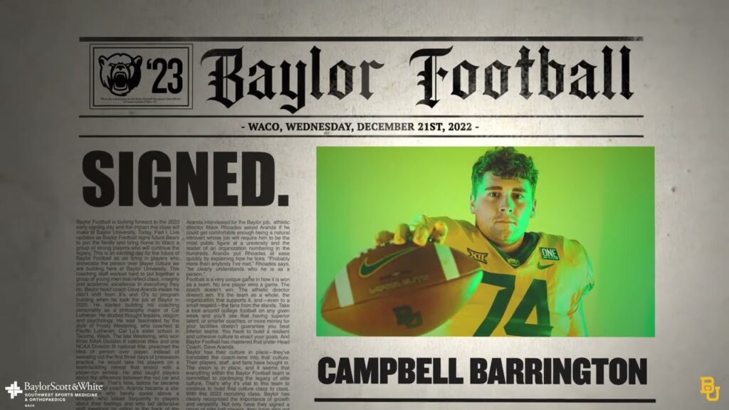 baylor football campbell barrington highlights