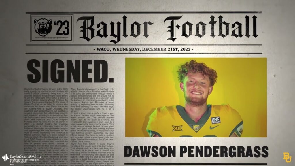 baylor football dawson pendergrass highlights