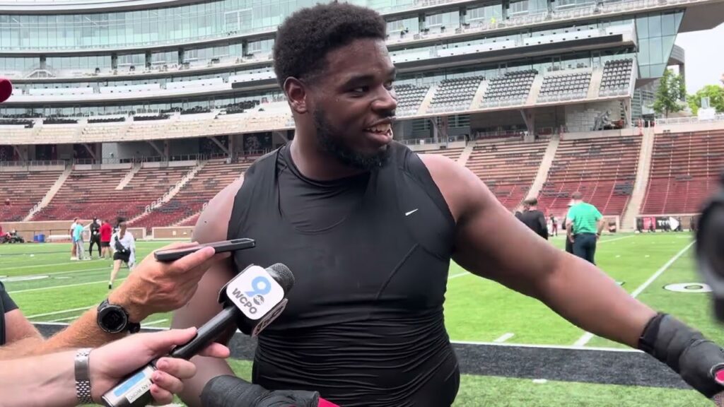 bearcats ol dartanyan tinsley talks to media after fall practice no 1