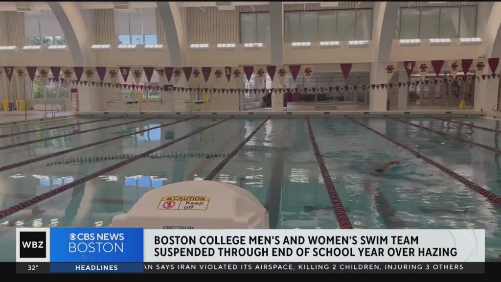 boston college swim team suspended until the end of the year over hazing