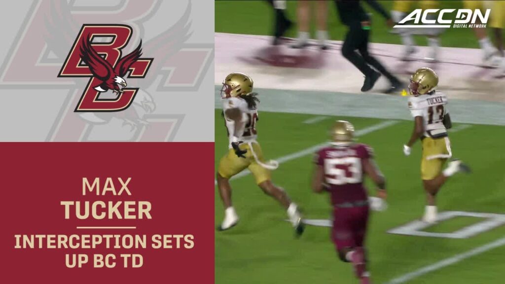 boston colleges max tucker 58 yd int return sets up a bc td