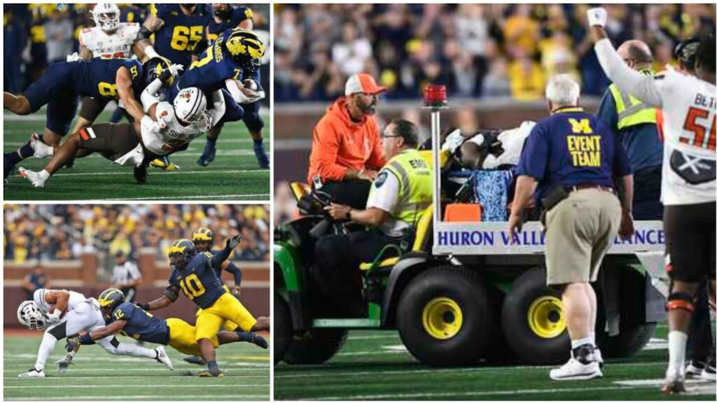 bowling green horrible injury vs michigan football bowling green demetrius hardamon injury