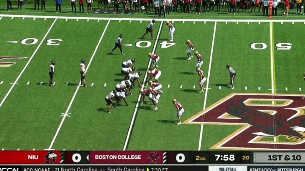 brock lampe block niu pre snap motion at boston college