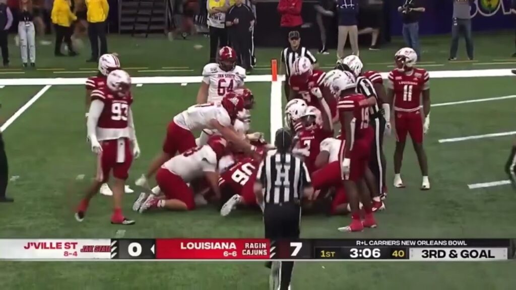 cole fuller 1 yard touchdown run jacksonville st vs louisiana 2023 new orleans bowl