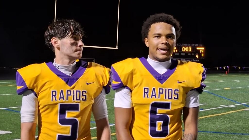 columbia river football interview with ethan bumgarner and haaheo delarose